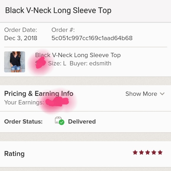 Black V-Neck Long Sleeve Top - Picture 4 of 4